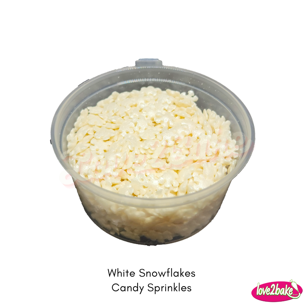 white snowflakes candy sprinkles