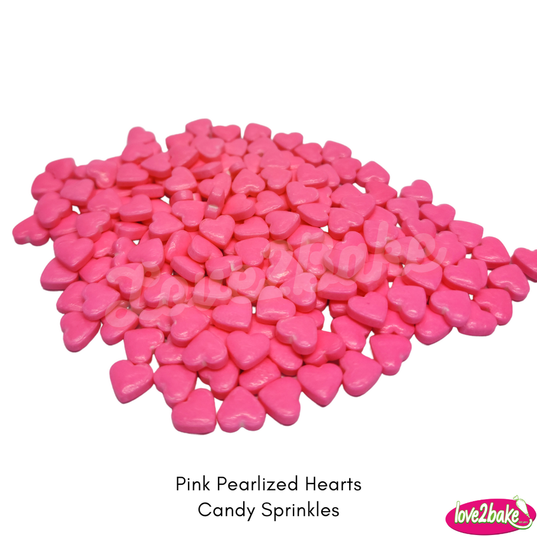 pink pearlized hearts candy sprinkles